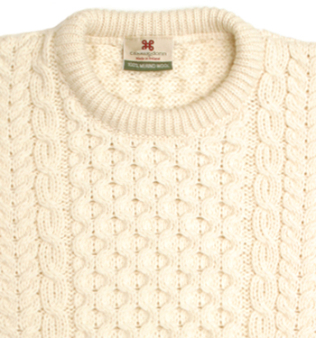 Mens Unisex Merino Wool Irish Aran Sweater