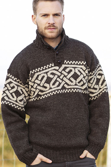 Celtic Knot Troyer 1/4 Qtr Buttoned Neck Irish traditional apparel Fair Isle Nordic wool fall winter sweater