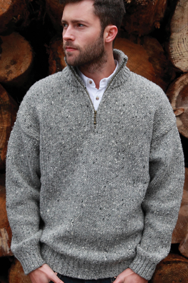 Donegal 1/4 Half Zip Irish traditional apparel wool fall winter sweater