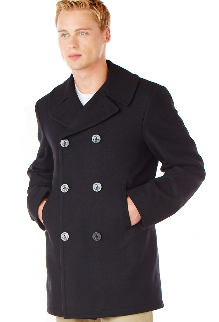 Mens Navigator USN (Navy) Wool Pea Coat by Sterlingwear